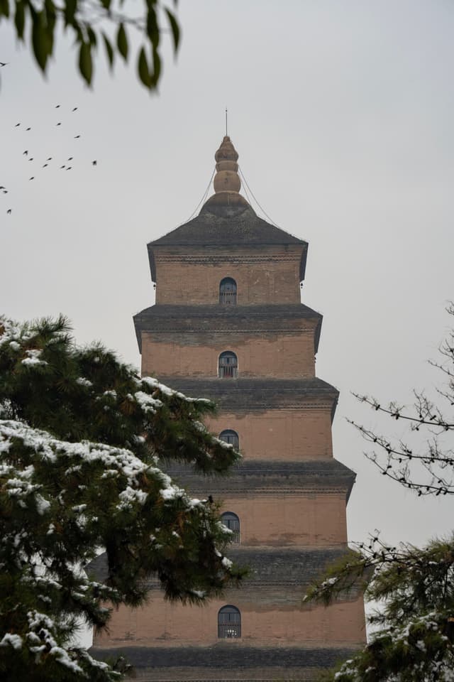 雪中的大雁塔
